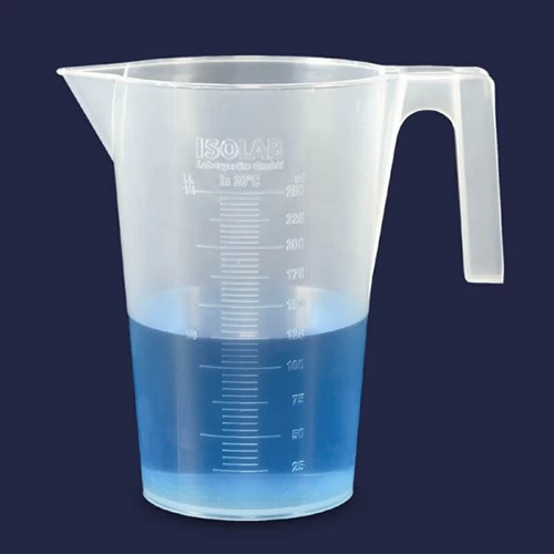 Beher - kulplu - P.P - kısa form - mavi skala - 250 ml