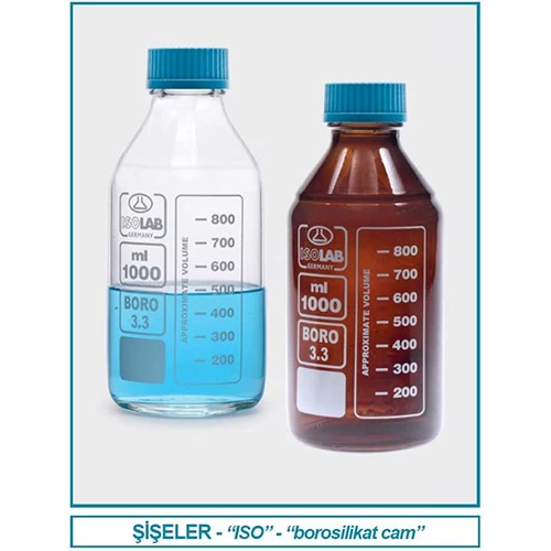 Şişe - ISO - vida kapaklı - orta boyun - P.P - amber - 2000ml - steril